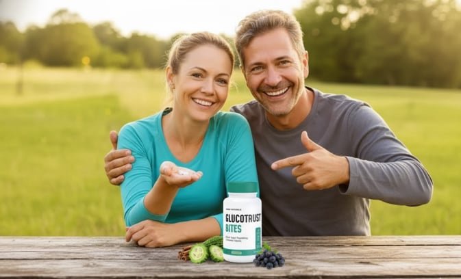 GlucoTrust Bites-one-bottle-happy couple image